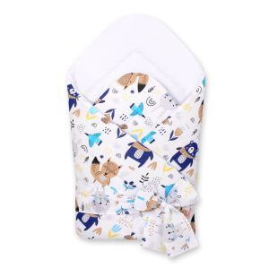 Double-sided baby nest with bow - navy blue bears