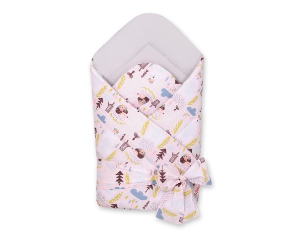 Double-sided baby nest with bow - pink hedgehogs