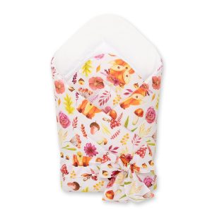 Double-sided baby nest with bow - fox in a wreath