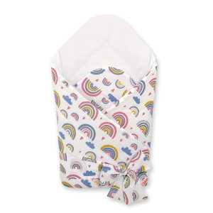 Double-sided baby nest with bow - rainbow