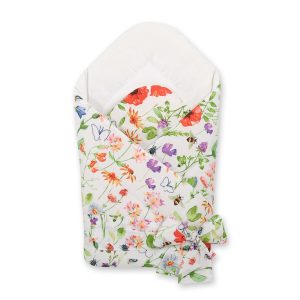 Double-sided baby nest with bow - meadow