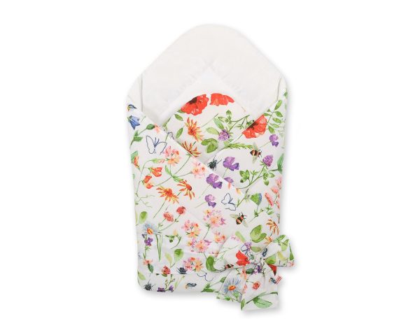 Double-sided baby nest with bow - meadow