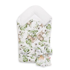 Double-sided baby nest with bow - woodland green