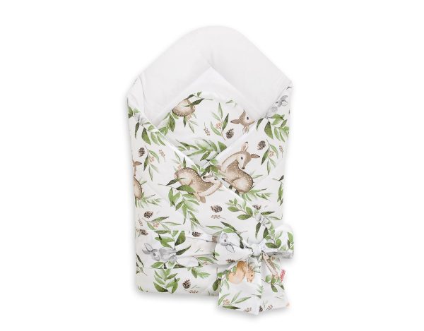 Double-sided baby nest with bow - woodland green
