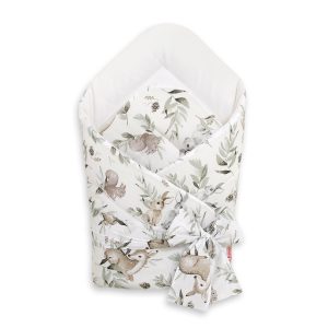 Double-sided baby nest with bow - woodland olive