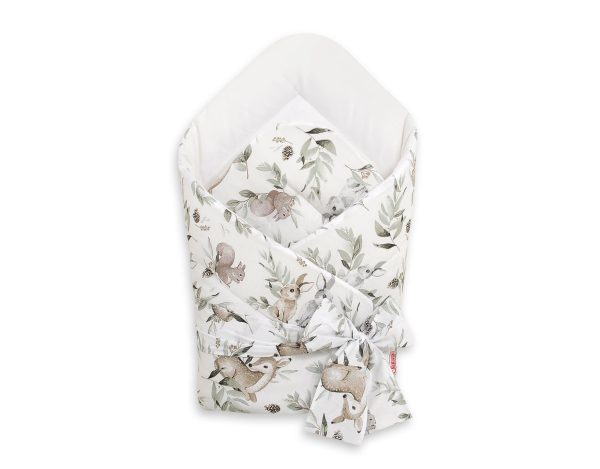 Double-sided baby nest with bow - woodland olive
