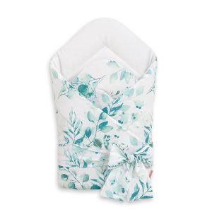 Double-sided baby nest with bow - eucaliptus mint