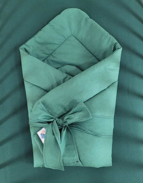 Double-sided baby nest with bow - bottle green - Image 2