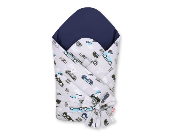 Double-sided baby nest with stiffening with bow - gray rabbits
