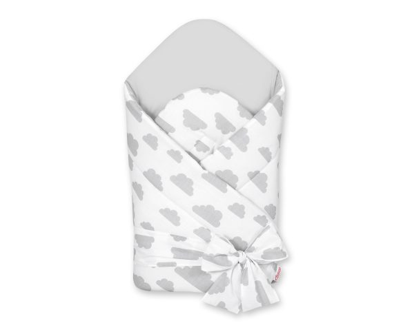 Double-sided baby nest with stiffening with bow - clouds gray/gray