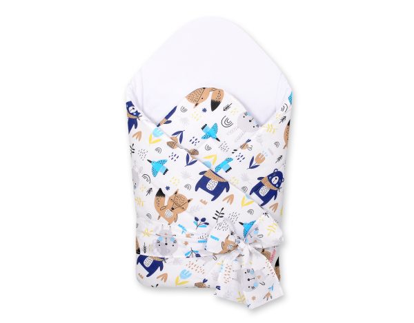 Baby nest with stiffening with bow - Teddybär dunkelblau