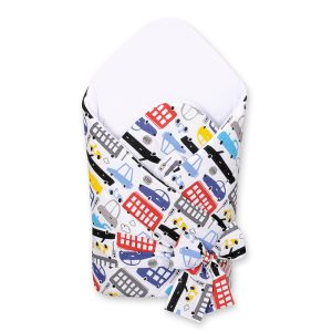 Baby nest with stiffening with bow - colorful cars