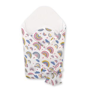 Baby nest with stiffening with bow - rainbow