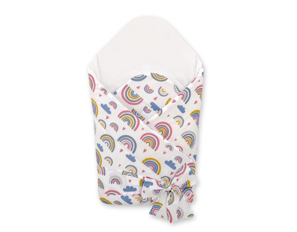 Baby nest with stiffening with bow - rainbow