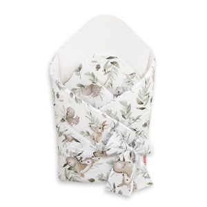 Baby nest with stiffening with bow -  woodland olive