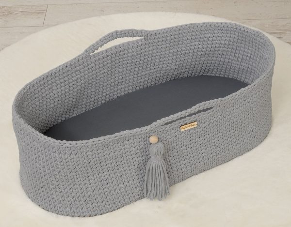 Sheet made of cotton for moses basket mattress 75x35 cm - anthrazit - Image 4