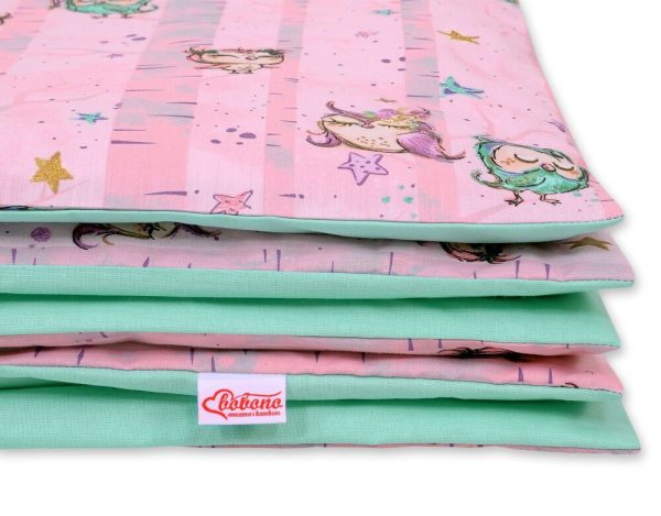 Bedding set 2-pcs 135x100 cm- owls pink-mint - Image 3