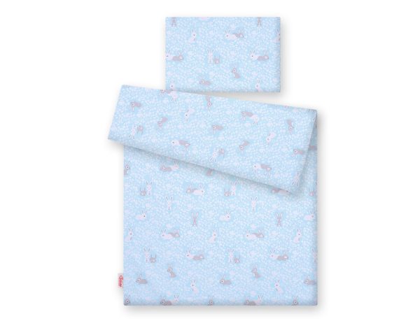Baby cotton bedding set 2-pcs  135x100 cm- blue rabbits - Image 4