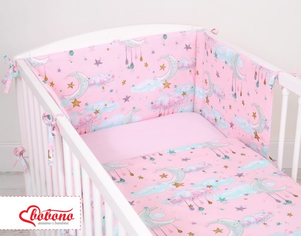 Universal bumper for cot - moons pink - Image 4