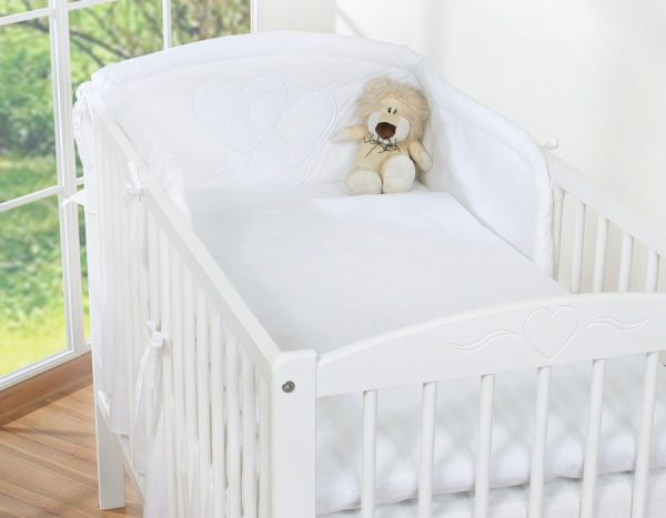 Bedding set 3-pcs- Hanging Hearts white