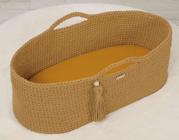 Sheet made of cotton for moses basket mattress 75x35 cm - honey yellow - Image 4
