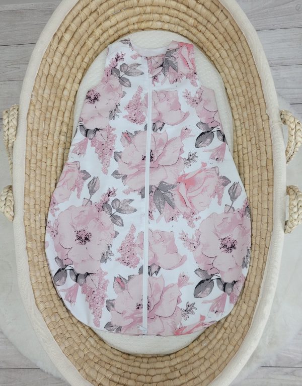 Cotton baby sleeping bag S 0-6 months for summer TOG 1.0 - sepia roses - Image 2