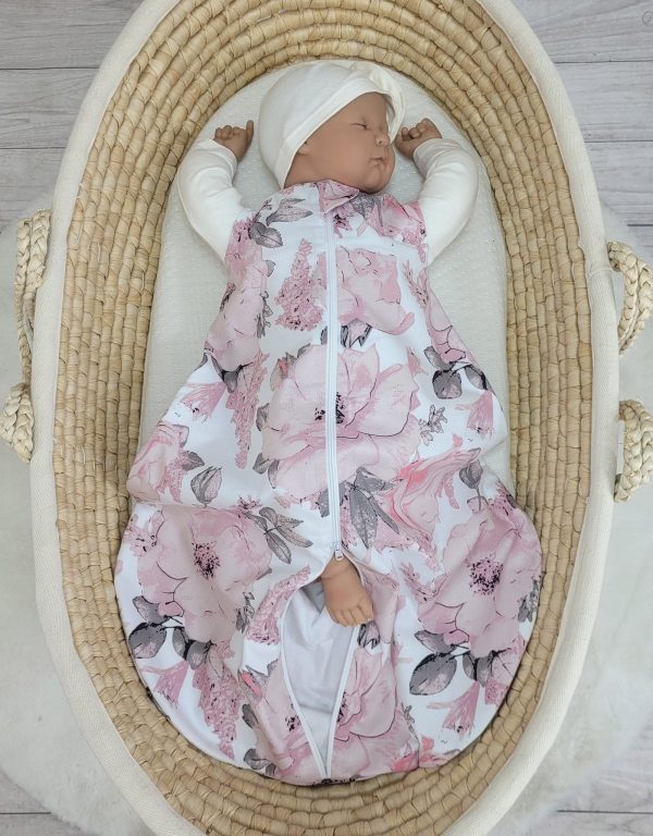 Cotton baby sleeping bag S 0-6 months for summer TOG 1.0 - sepia roses - Image 3
