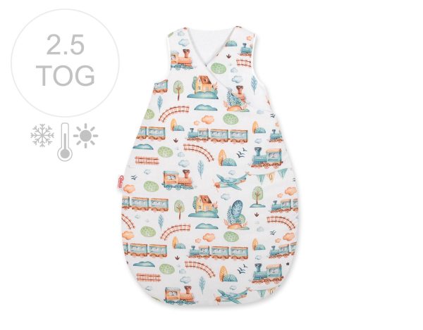 Sleeping bag 75 cm all-season with warming- turquoise train