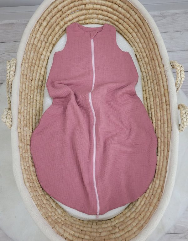 Muslin baby sleeping bag 6-12 months BABY TOG 1.0 - pastel pink - Image 3