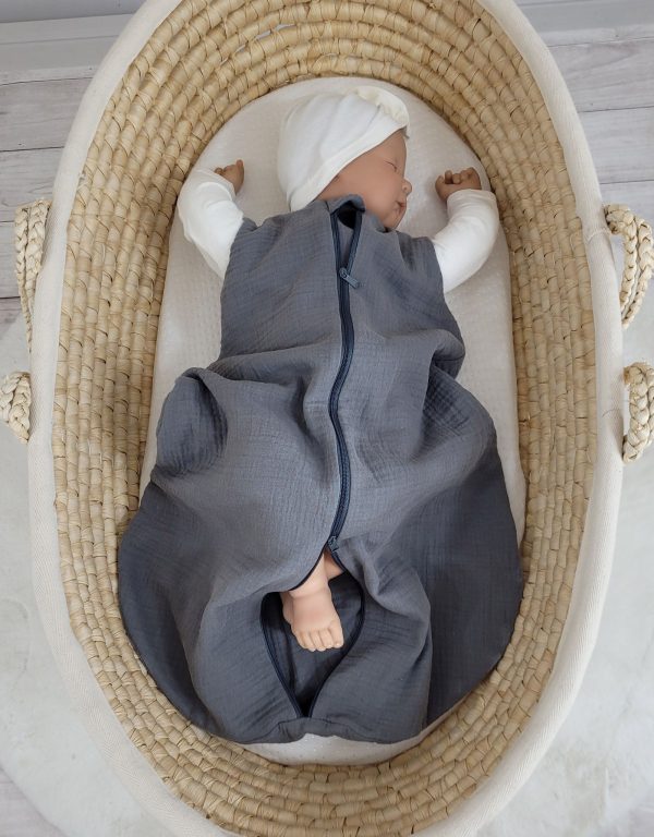 Muslin baby sleeping bag 0-6 months NEWBORN TOG 1.0 - anthracite - Image 5