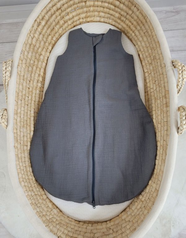 Muslin baby sleeping bag 0-6 months NEWBORN TOG 1.0 - anthracite - Image 6