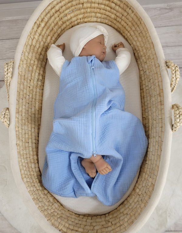 Muslin baby sleeping bag 0-6 months NEWBORN TOG 1.0 - blue - Image 5