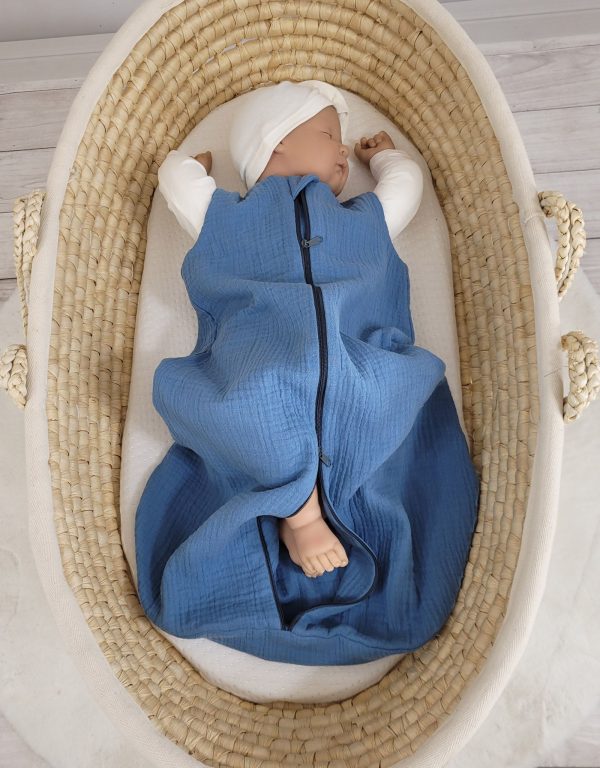 Muslin baby sleeping bag 0-6 months NEWBORN TOG 1.0 - pastel blue - Image 5