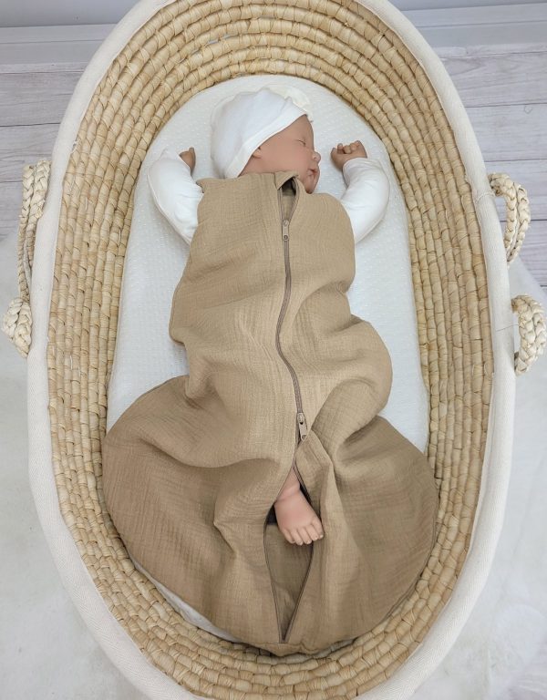 Muslin baby sleeping bag 0-6 months NEWBORN TOG 1.0 - camel - Image 5