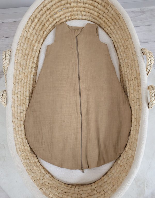 Muslin baby sleeping bag 0-6 months NEWBORN TOG 1.0 - camel - Image 6
