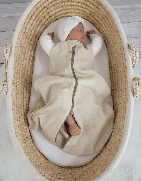 Muslin baby sleeping bag 0-6 months NEWBORN TOG 1.0 - cream - Image 5