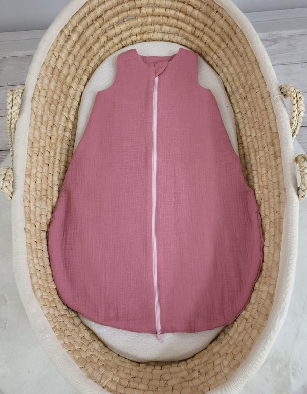 Muslin baby sleeping bag 0-6 months NEWBORN TOG 1.0 - retro pink - Image 6