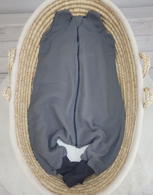 Muslin baby sleeping bag with legs L 9-24 months for summer TOG 1.0 - anthracite - Image 3