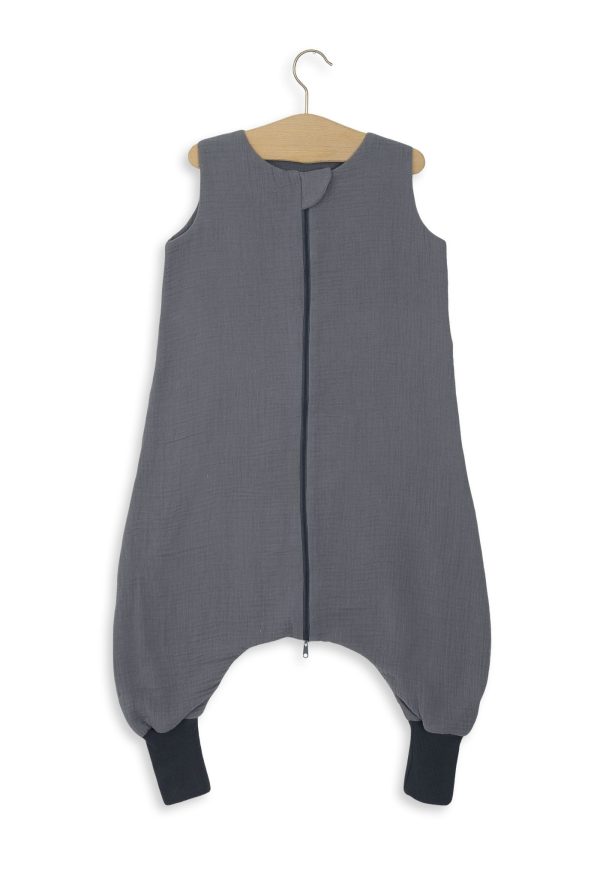 Muslin baby sleeping bag with legs L 9-24 months for summer TOG 1.0 - anthracite