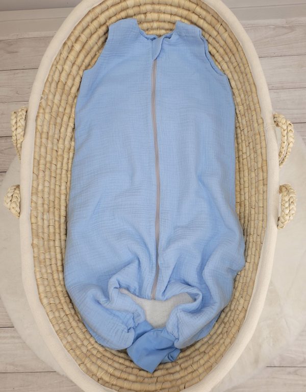 Muslin baby sleeping bag with legs XL 2-4 years for summer TOG 1.0 - blue - Image 3