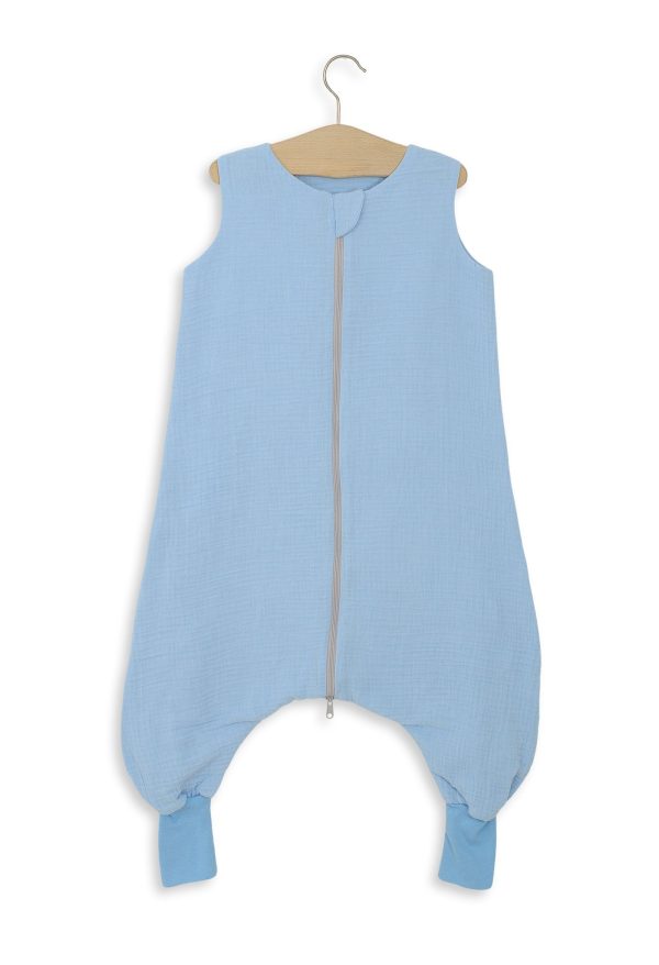 Muslin baby sleeping bag with legs XL 2-4 years for summer TOG 1.0 - blue
