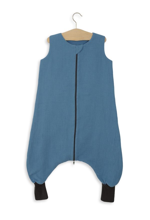 Muslin baby sleeping bag with legs L 9-24 months for summer TOG 1.0 - pastel blue