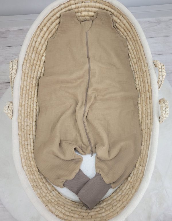 Muslin baby sleeping bag with legs L 9-24 months for summer TOG 1.0 - camel - Image 3
