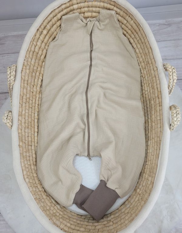 Muslin baby sleeping bag with legs XL 2-4 years for summer TOG 1.0 - cream - Image 3