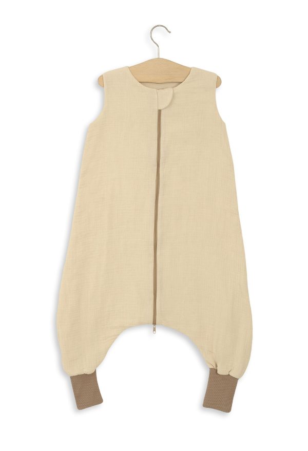 Muslin baby sleeping bag with legs L 9-24 months for summer TOG 1.0 - cream