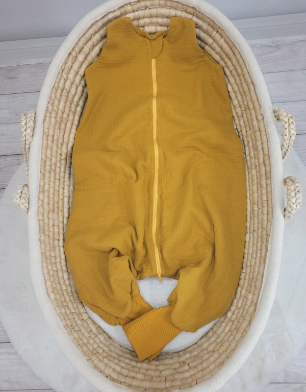 Muslin baby sleeping bag with legs XL 2-4 years for summer TOG 1.0 - honey yellow - Image 3