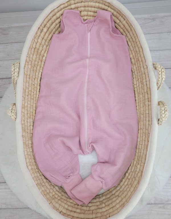 Muslin baby sleeping bag with legs XL 2-4 years for summer TOG 1.0 - pastel pink - Image 3