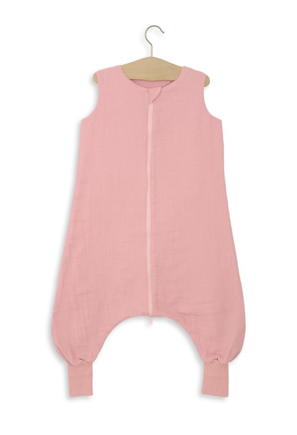 Muslin baby sleeping bag with legs XL 2-4 years for summer TOG 1.0 - pastel pink