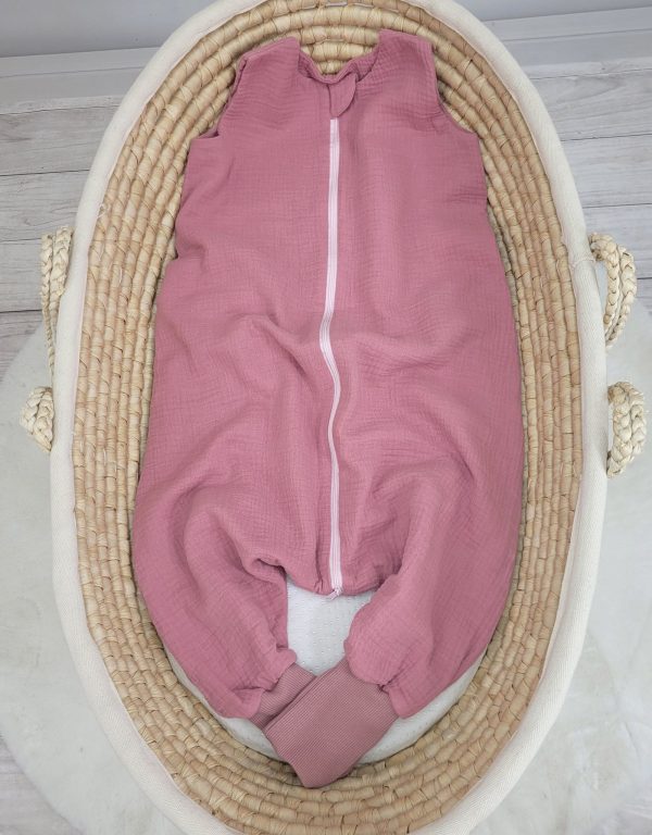 Muslin baby sleeping bag with legs L 9-24 months for summer TOG 1.0 - retro pink - Image 3