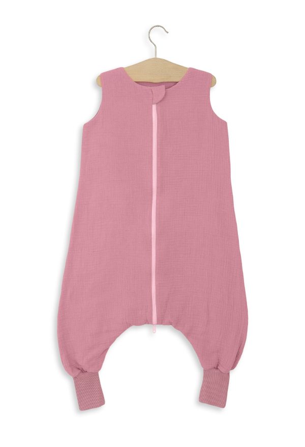 Muslin baby sleeping bag with legs L 9-24 months for summer TOG 1.0 - retro pink